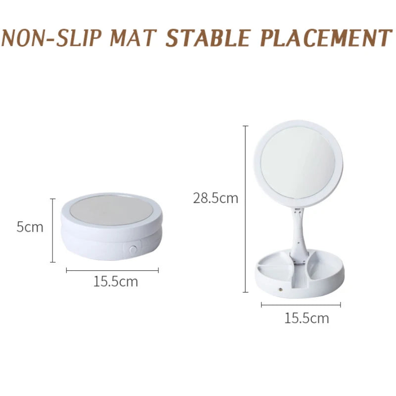 Foldable Led Magnifying Mirror Makeup Costway White Vanity Cosmetic Mirror USB Charging or Battery with Light 10X Table Mirrors