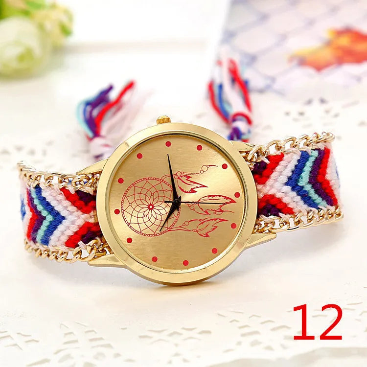 Women Clan Style Wool Strap Quartz Watch 2021 New Fashion Casual Fireball Pattern Ladies Dress Clock Female Wristwatch Relogio