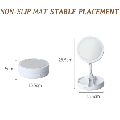 Foldable Led Magnifying Mirror Makeup Costway White Vanity Cosmetic Mirror USB Charging or Battery  with Light 10X Table Mirrors